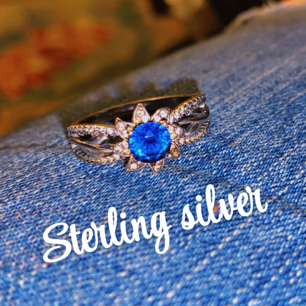 Sterling Silver Ring with Blue Gemstone